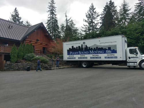 Puget Sound Moving truck on a job in Kent